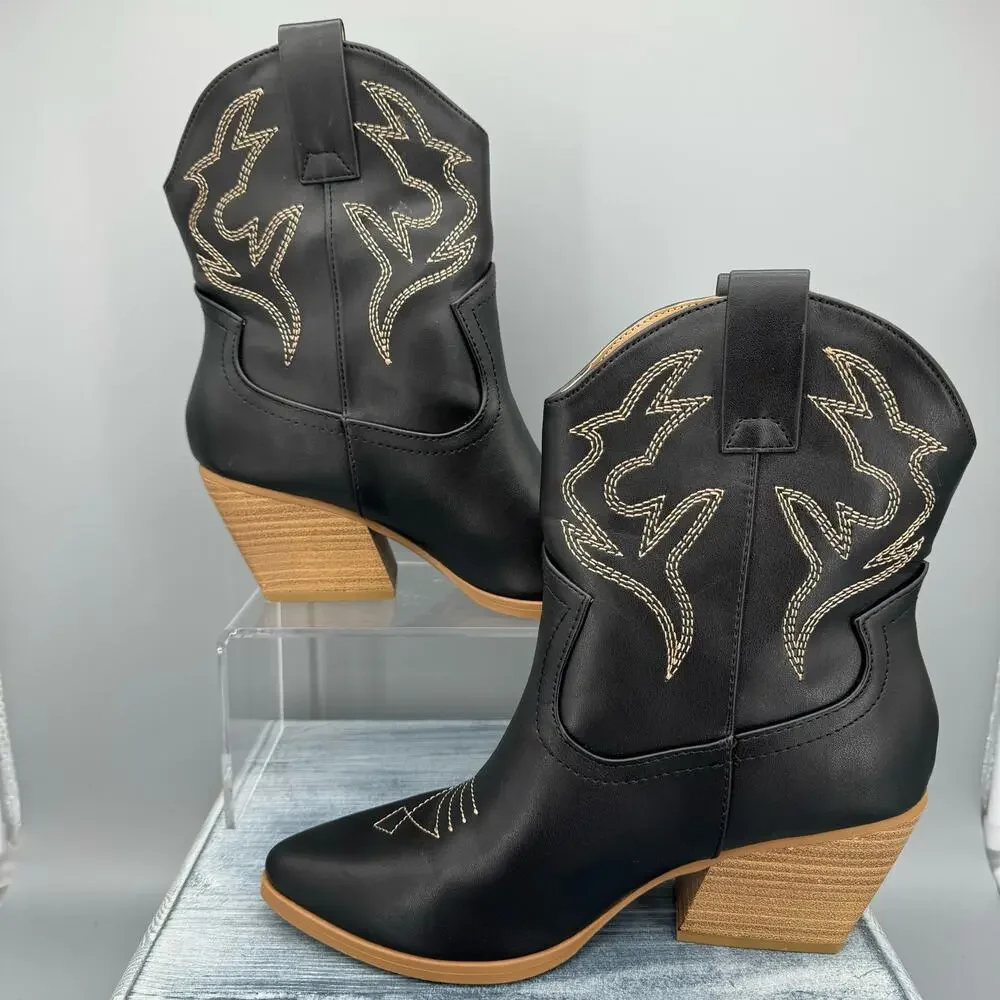 Soda Women’s Blazing-S Western Boots Black Size 7.5